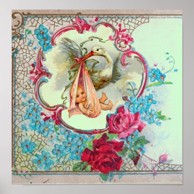 STORK FLICKA SHOWER Grönt Poster (Framsidan)