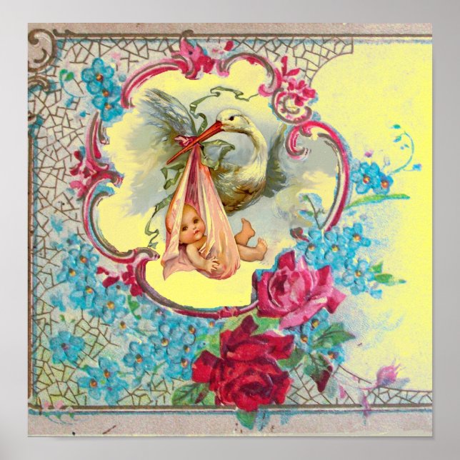 STORK FLICKA SHOWER Gult Poster (Framsidan)