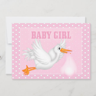 Stork Flicka Shower-inbjudan Inbjudningar