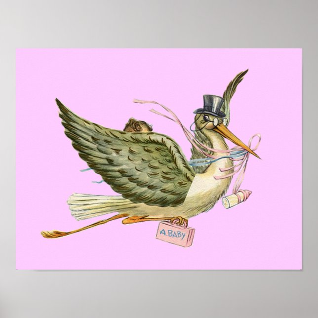 STORK FLICKA SHOWER ,kräm Poster (Framsidan)