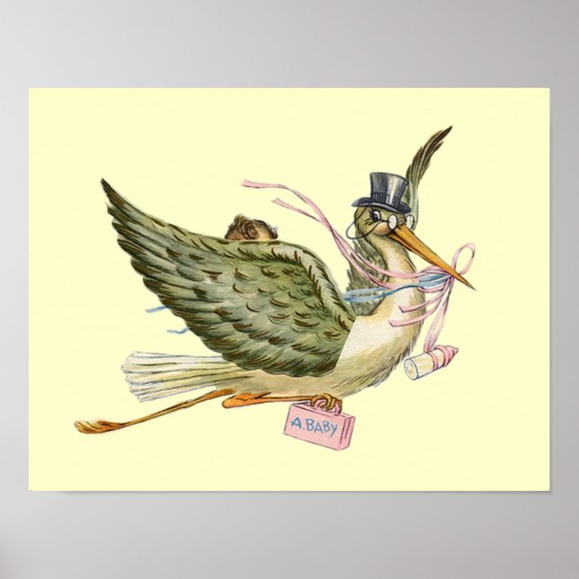 STORK FLICKA SHOWER ,kräm Poster (Framsidan)