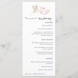 Stork Flicka Shower Menu Meny