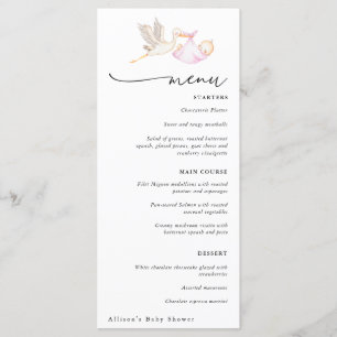 Stork Flicka Shower Menu Meny