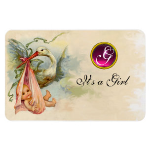STORK FLICKA SHOWER MONOGRAM MAGNET