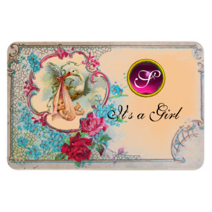 STORK FLICKA SHOWER MONOGRAM MAGNET