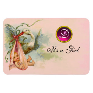 STORK FLICKA SHOWER MONOGRAM MAGNET