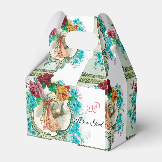 STORK FLICKA SHOWER MONOGRAM White Presentaskar (Framsidan Sidan)