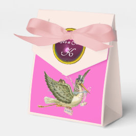 STORK FLICKA SHOWER ROSA FUCHSIA GEM MONOGRAM PRESENTASKAR