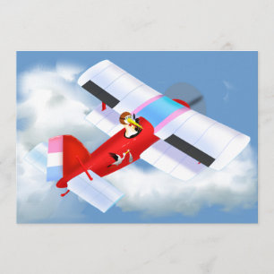 Stork Flygplan Baby Shower-inbjudan Inbjudningar