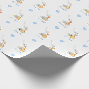 Stork för Papprare radbyte (blå Personlig) Presentpapper