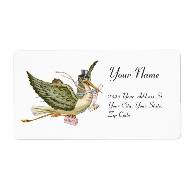 STORK GIRL BABY SHOWER , Rosa White Fraktsedel (Framsidan)