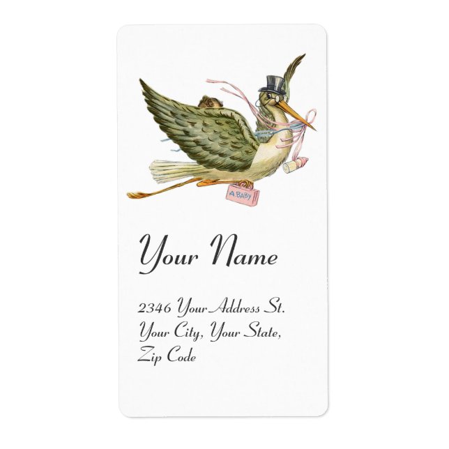 STORK GIRL BABY SHOWER , Rosa White Fraktsedel (Framsidan)