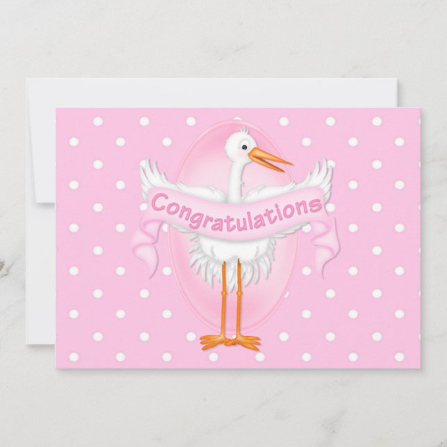 Stork Grattiss Baby Shower-inbjudan Inbjudningar (Framsida)