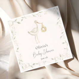 Stork Greenery Baby Shower Pappersservett