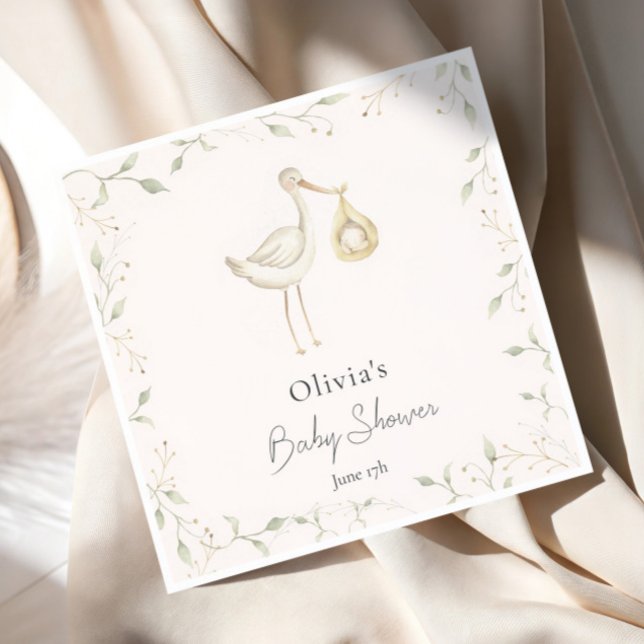Stork Greenery Baby Shower Pappersservett (Skapare uppladdad)