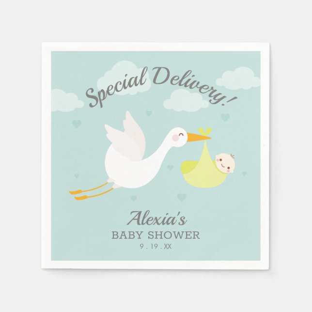 Stork Gult Baby Bundle Baby Shower Pappersservett (Framsidan)