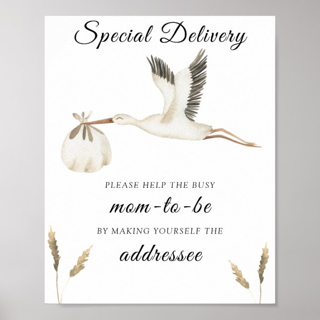 Stork - hjälp Busy Mamma-to-Be-adresse Poster (Framsidan)