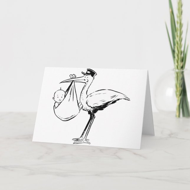 Stork Holding A Baby Greeting Cards Kort (Framsida)