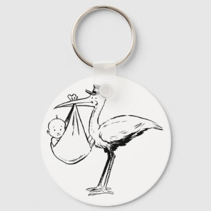 Stork Holding A Baby Keychain Nyckelring
