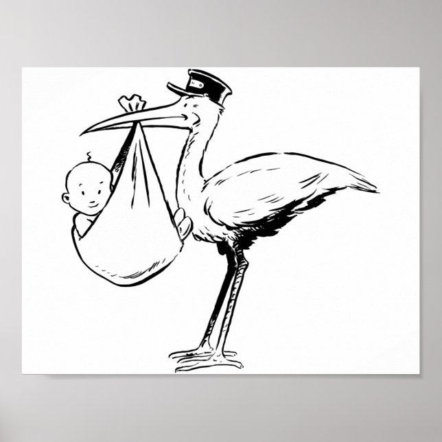 Stork Holding A Baby Poster (Framsidan)