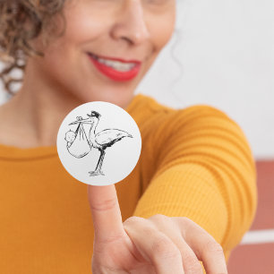 Stork Holding A Baby Stickers Runt Klistermärke