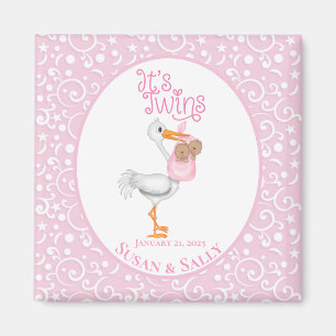 Stork Holding Tvillingafrikanska Amerikanska Flick Magnet