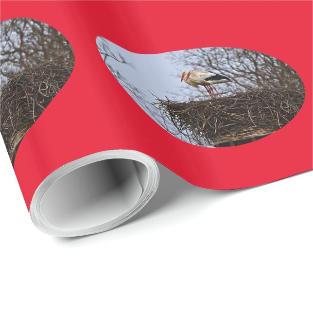Stork i Nest Presentpapper (Rullad Hörn)
