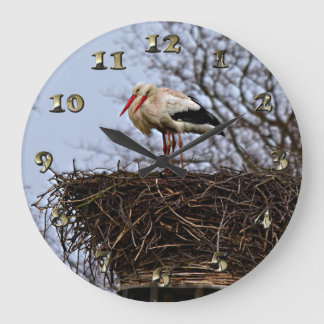 Stork i Nest Stor Klocka
