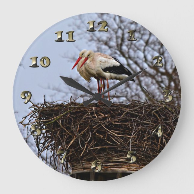 Stork i Nest Stor Klocka (Framsida)
