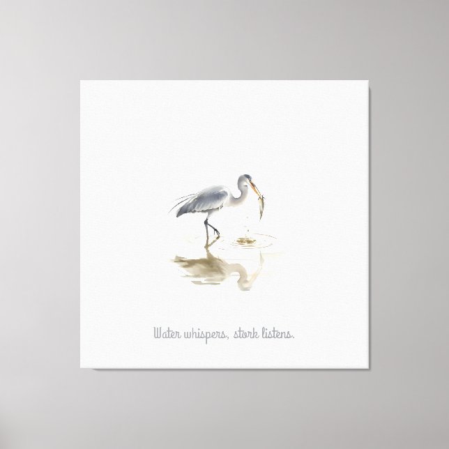 Stork i vatten canvastryck (Framsida)