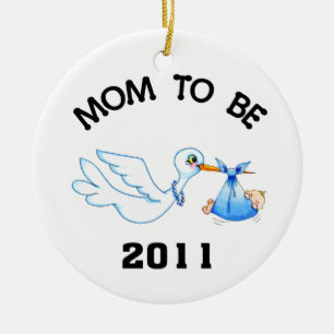 Stork Mamma till Be Boys Julgransprydnad Keramik