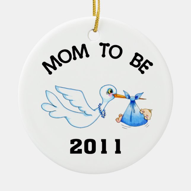Stork Mamma till Be Boys Julgransprydnad Keramik (Framsidan)