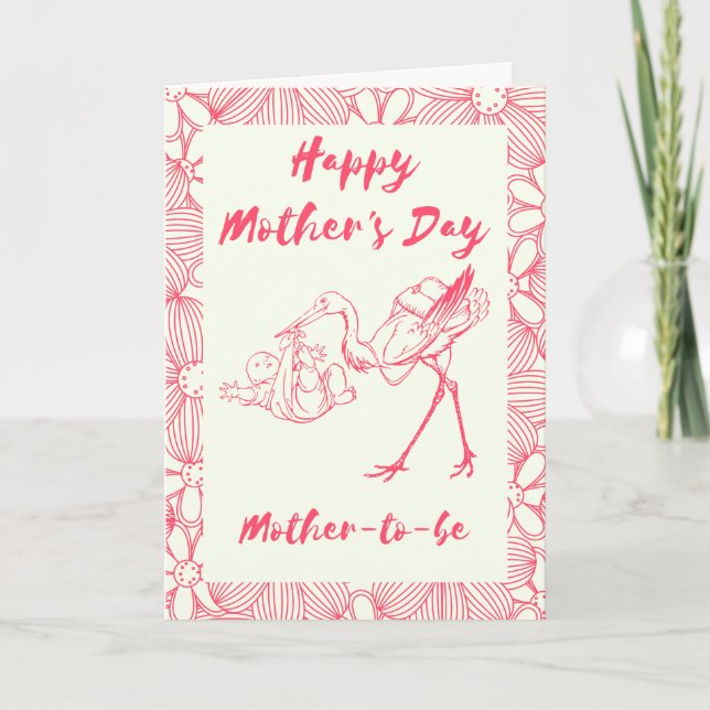 Stork Mamma to be Mors dag Card Tack Kort (Framsida)