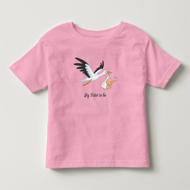 Stork med Baby Big Sister att bli T Shirt (Framsida)