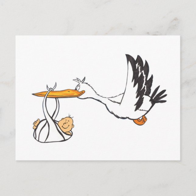 Stork med Baby - Gift för föräldrar Vykort (Framsida)
