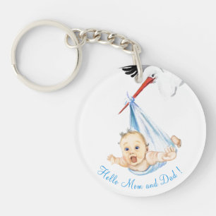 Stork med Baby Keychain