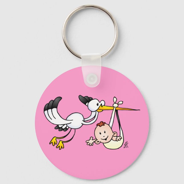 Stork med baby nyckelring (Framsida)