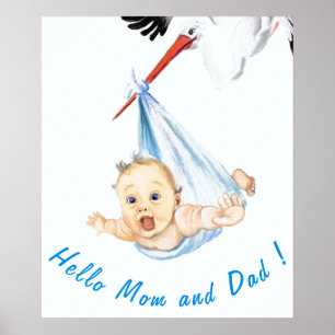 Stork med Baby Poster Roligt för målning av Text