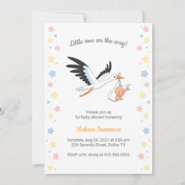 Stork med Baby Selfie Baby Shower-inbjudan Inbjudningar