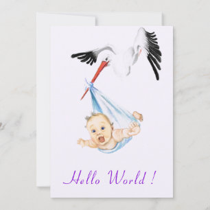 Stork med Baby Shower Inbjudan Rolig Design