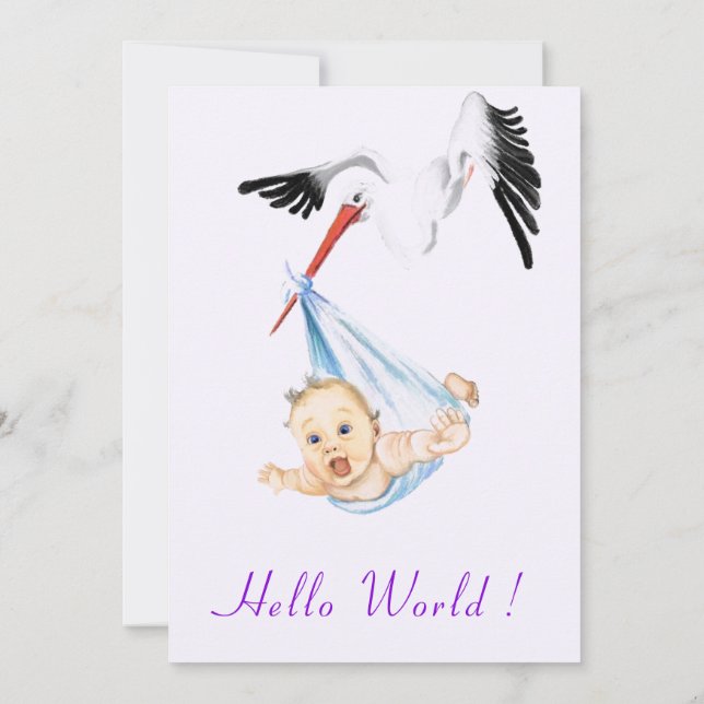 Stork med Baby Shower Inbjudan Rolig Design (Baksida)