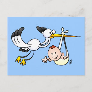 Stork med baby vykort