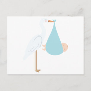 Stork med baby vykort