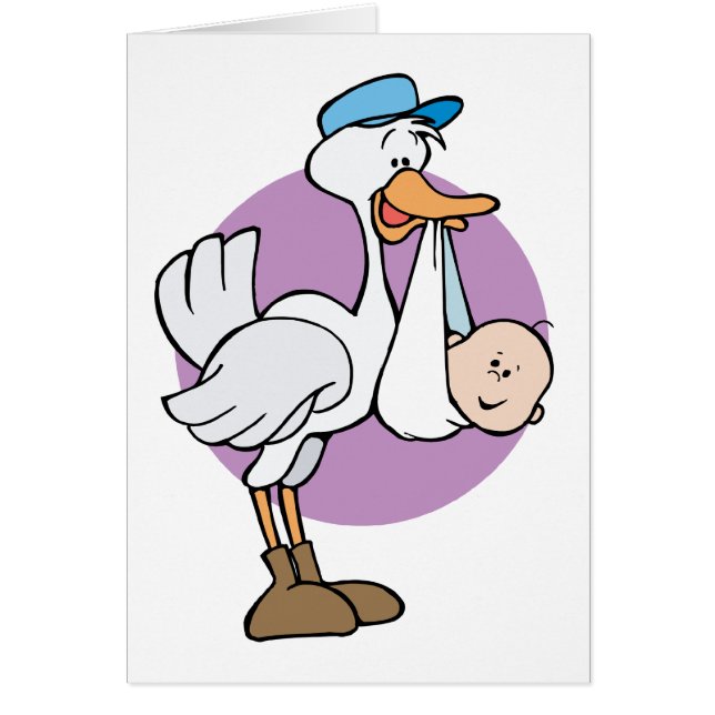 Stork med babyen hälsningskort (Framsidan)