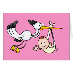 Stork med bebiset hälsningskort