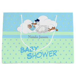 Stork med Cute Little Pojke