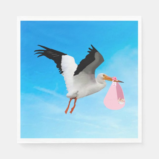 Stork med Flicka Pappersservett (Framsidan)
