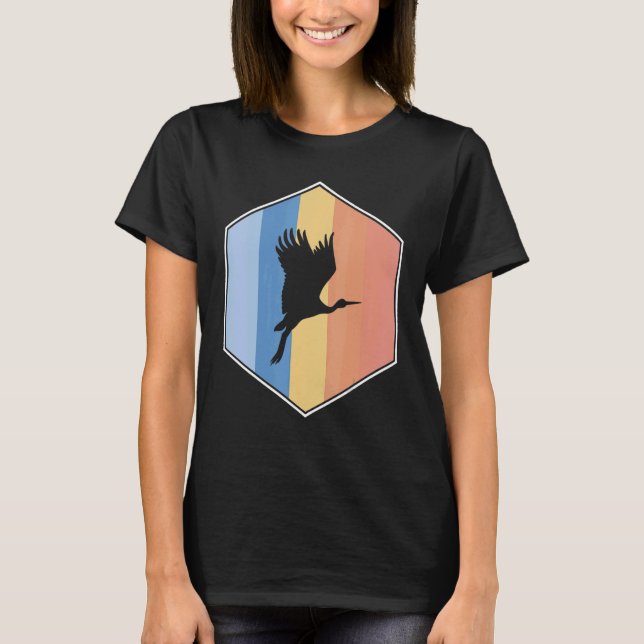 Stork med Retro Färg i en hexagon T Shirt (Framsida)