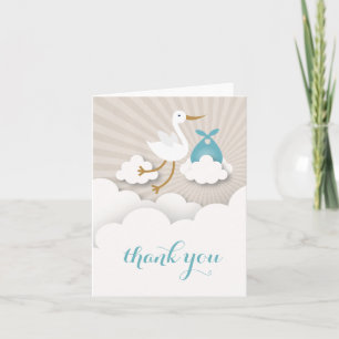 Stork med tack för blåttpackebaby shower kort