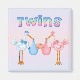 Stork med Twillingar Magnet